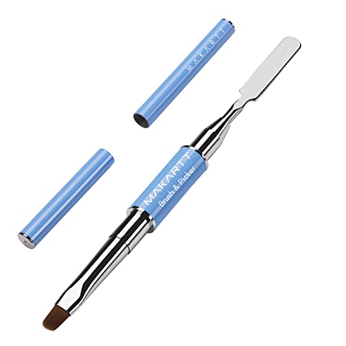 Makartt Poly Nail Gel Brush & Picker, Dual-Ended Brush Pen Tool For Poly Extension Gel, 2 In 1 Design Nail Brush And Spatula, Stainless Steel Gel Nail Brush Tool For Salon At Home Diy Manicure（Blue） #TOP25