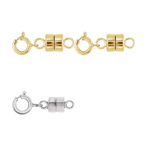 2 - Each New Solid 14k Yellow Gold and 1 - New Solid 14K White Gold Round Magnetic Clasp w/ 14K White Gold 5mm Spring Ring Clasp for Necklaces, Bracelets, and Anklets - Jewelry by Sweetpea Cover