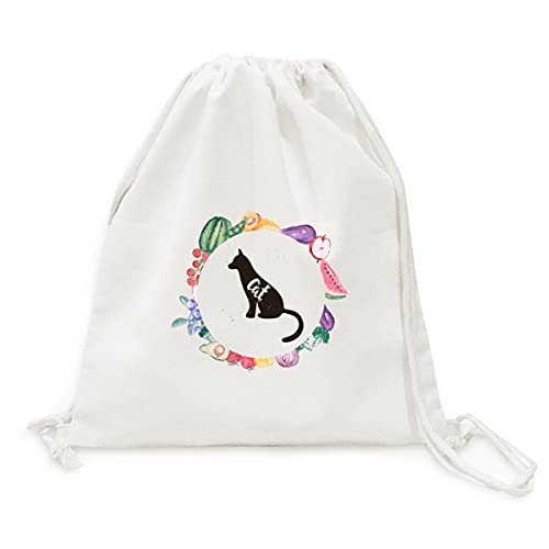 Sac en tissu pliable chat noir et blanc pour fruits et légumes et courses
