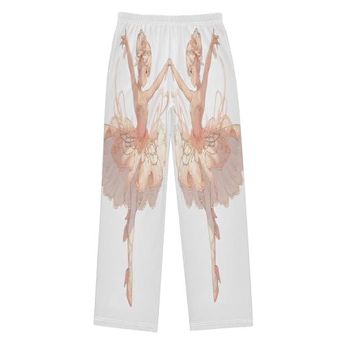 Boys' Pants Pink Ballet Dancer Long Bottoms Jogger Pants Elastic Waist Trousers with Pockets S-XL