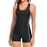 VIESS Traje de Baño para Mujer con Short Corto y Espalda de Corte Cruzado, Deportivo de Una Pieza Trajes de Baño para...