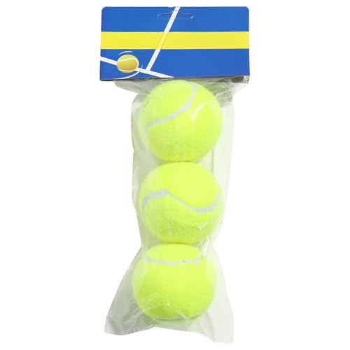 YHomU 3 Tennis Practice Balls, Enhanced Bounce, Long-Lasting Fiber Felt, All Court Play, Yellow-Green, 2.6 in, 2.1 Oz