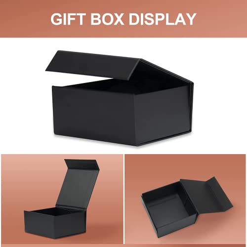 Small Gift Box 2Pcs 4X4X2 Inches, Collapsible Black Box With Magnetic Lid Closure Small Size Gift Wrap For Candies, Valentine's Day Set, Mother's Day, Party, Weddings, Birthdays (Matte Black) #TOP4