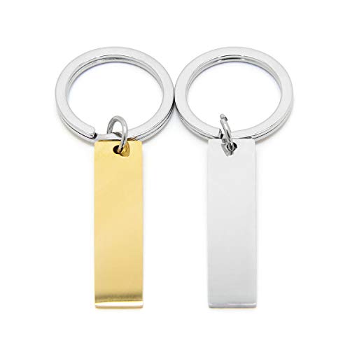 Silver Custom Engraved Keychain Personalized Keychain - Free Engraving Make A Customizable Keychain, Engravable, Flat Metal Personal Key Chain Ring. Gift For Women, Men, Boyfriend, Couples, Husband, Son And More #TOP2