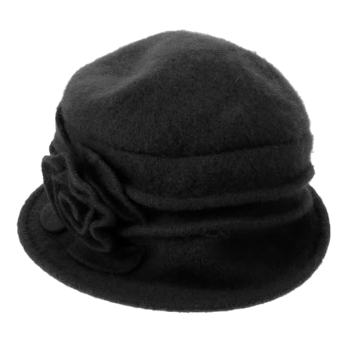 Chapeau de chapellerie en laine noire style vintage cloche pour femme