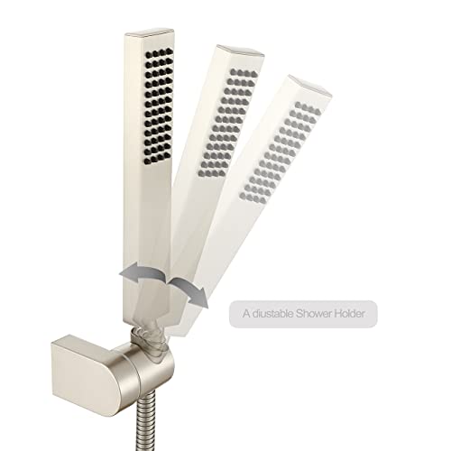 Gaosin Brass Handheld Shower High Pressure Single Function Brushed Nickel Hand Shower Head With Adjustable Wall Connector Holder And 1.5 Meter Hose Set #TOP2