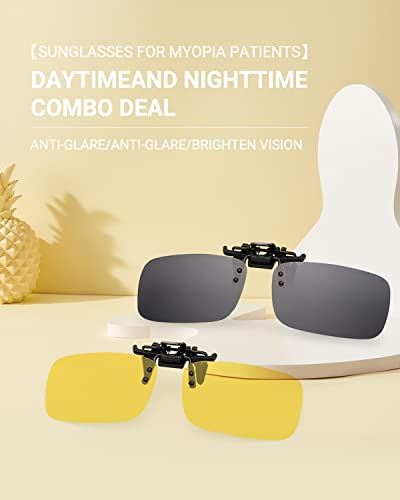 Image of TERAISE Polarized Clip on Sunglasses Over Prescription Glasses Anti-Glare UV400 for Men Women Driving Travelling Outdoor