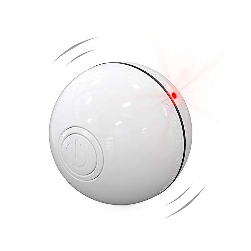 DELOMO Smart Interactive Cat Toy Ball, Automatic Rolling Ball, USB Rechargeable Cat Light Toy, 360 Degree Self Rotating Ball with Spinning Light, Upgraded Cat Exercise Chaser Toy, White