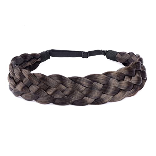 Gledola Diadema trenzada de 5 hebras de pelo sintético (marrón oscuro)