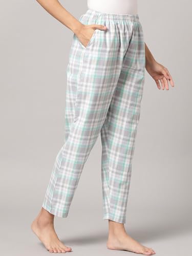 Image of KRYPTIC Women's 100% Pure Cotton Woven Pyjama | Mid Rise Relaxed Fit Full Length Nightwear Pant with Elasticated Drawstring Waistband & Side Pocket | Comfortable Lounge, Sleepwear & Casual Bottom Wear