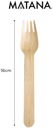 MATANA - 200 Premium Eco-Friendly Wooden Forks - Biodegradable