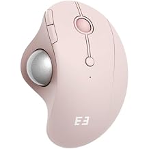 seenda Wireless Trackball Mouse, Ergonomic Bluetooth Rollerball Mouse Rechargeable, 3 Device Connection Optical Mice Adjustable DPI Thumb Control Mice Compatible for PC/Laptop/Windows/Mac - Rose Pink