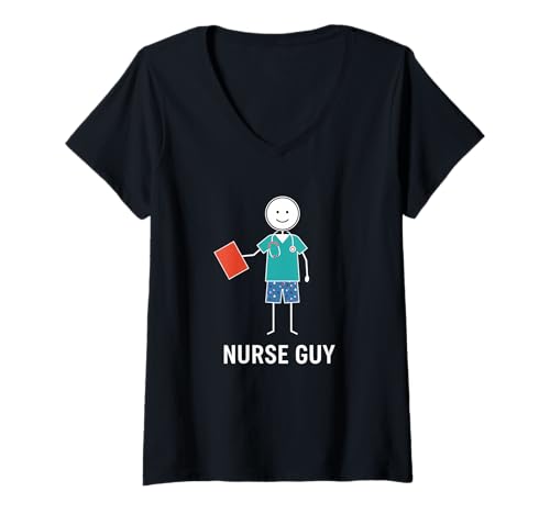 Womens Nurse Guy - Male Nurse RN LPN CNA Stethoscope Clipboard V-Neck T-Shirt