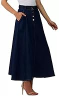 Codaisy Women Beautiful Long Denim A-Line Blue Skirt (34) XL