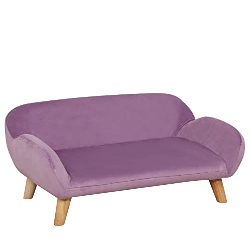 Cat Bed/Luxury Velvet Fabric Dog Bed/Fashion Design Dog Sofas And Chairs/Durable Wooden Frame Cat Sofa/Dog Couch With Solid Feet/Sofa For Small Dog Using (Purple) #TOP2