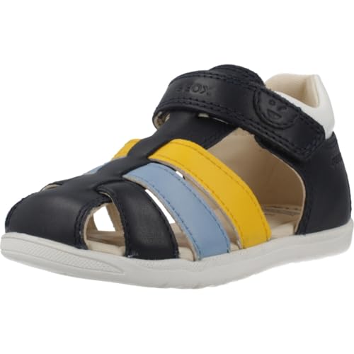 Geox B Macchia Sandales pour garçon, bleu marine/jaune foncé, 25 EU