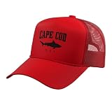 Cape Cod USA Great White Shark Cage Diving Vintage Trucker Hat with Adjustable Mesh Back, Red