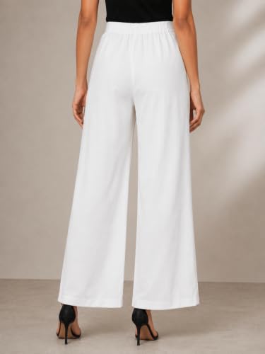 Image of GRECIILOOKS Linen Ankle Length Casual Trousers for Women | Regular Fit Linen Pants with Elastic Closure | Summer Loose Fit Daily Outfit Pants for Women