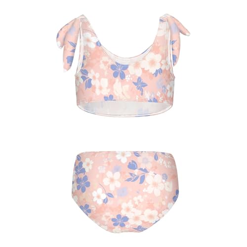 KLL Floral Lace Girls Two Piece Bikini Sets Scoop Neck Swimsuits Swimming Suits Adjustable Shoulder Strap2