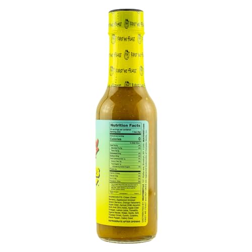 Hot Ones Los Calientes Verde Hot Sauce Made With Natural Ingredients & Fiery Flavors From Green Serrano Peppers, Orange Habanero & Apricot, 5 fl oz Bottles (1-Pack)