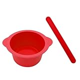 Silicone Wax Bowl with Replacement Liner for Hair Removal, Non-Stick Wax Pot with Spatula Sticks (Red)