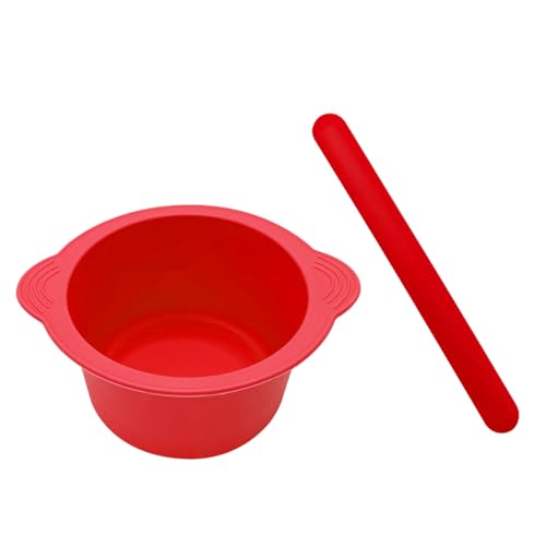 Silicone Wax Bowl with Replacement Liner for Hair Removal, Non-Stick Wax Pot with Spatula Sticks (Red)