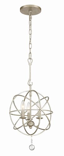 Crystorama Solaris 3 Light Olde Silver Mini Chandelier