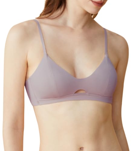 Image of Organic Pima Cotton Bra Wireless Padded Bralette Breathable Comfortable Bras for Women Everyday Triangle Bralette