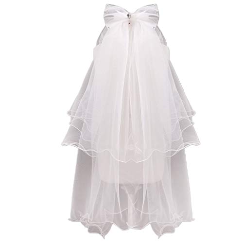 Handmade Double Layer Flower Girls Wedding Veils for Bowknot