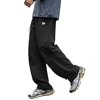 Mens Hiking Pants Cargo Outdoor Water Resistant Quick-Dry Pants Lightweight Drawstring Tactical Fishing Stretch Trousers A-Black