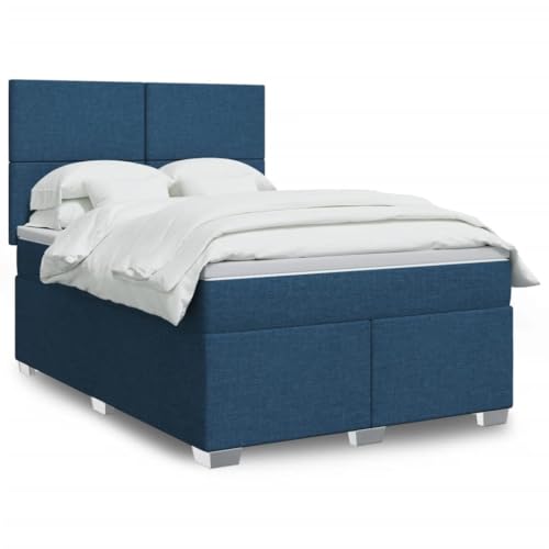 Juroupi Cama Box Spring con colchón Cama con colchon Bed Frame Estructura Cama Base Cama Tela Azul 140x190 cm - 3292782