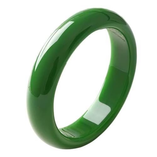 Oligage 天然グリーン翡翠バングル ジャスパー ブレスレット ファッション チャーム ジュエリー アクセサリー 手彫り お守り ギフト 女性用 男性用 (宝石の色:62-64mm)