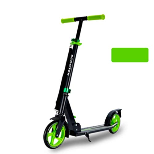 HUYYA Jugend/Erwachsene Scooter, Quick-Release Faltsystem + Scooter Schulterriemen, Große Räder, bewegliche Freestyle-Roller, Maximale Last 100kg / 220lb,Green Cover