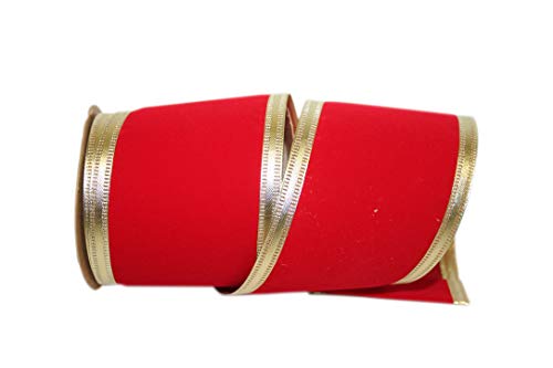 Reliant Ribbon Velvet Dynasty Wired Edge Ribbon, 2-1/2 Inch X 20 Yards, Red
