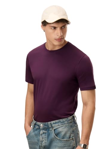 Image of The Souled Store Supima: Men and Boys Short Sleeves Round Neck Solid Premium Basic Casual Lightweight Easy to Style Everyday Streetwear Trendy Supima T-Shirt