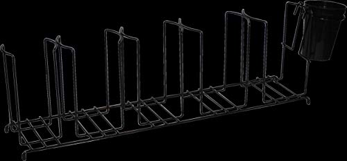 San Jamar Wireworks Cup and Lid Wire Organizer 5 Stacks with Straw Caddy for Restaurants, Dining Halls, and Fast Food, Steel Wire, 8.5 x 27.5 x 5.25 Inches, Black