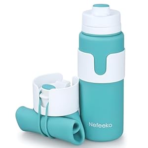 Nefeeko Collapsible Water Bottle, BPA Free 26oz Foldable Water Bottle for Travel Sports, Leak-Proof Spill-Proof Portable Water Bottles with Carabiner, Lightweight