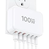Fast Charger Block, GaN 6 Port USB C Charging Station Hub Cube, 100W Multiport Type C Wall Charger Power Strip Plug with PD 3.0+QC for iPhone 16 15 14 13 12 1 Pro Max XR XS 8 7, Samsung, iPad, Table
