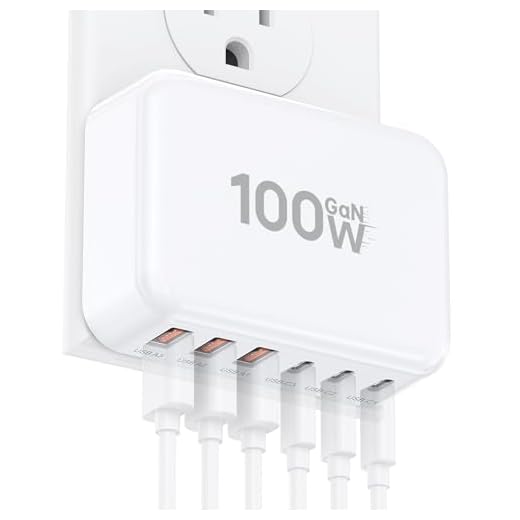 Fast Charger Block, GaN 6 Port USB C Charging Station Hub Cube, 100W Multiport Type C Wall Charger Power Strip Plug with PD 3.0+QC for iPhone13 14 15 16 17 Pro Max XR XS 8 7, Samsung, iPad, Table
