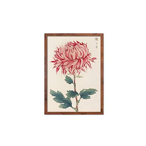 Impression d'art japonais fleur chrysanthème ukiyo-e en bois rustique S