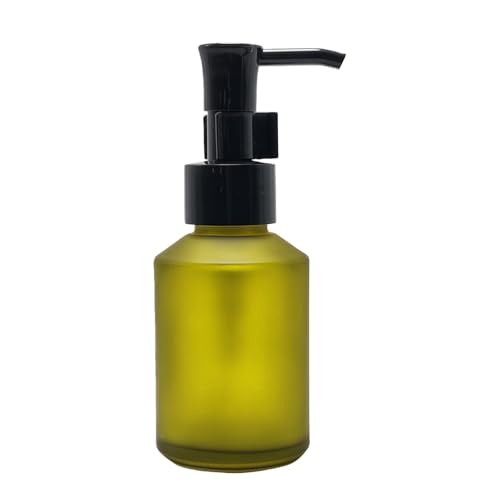 Flacon en verre dépoli vert de 60 ml portable et rechargeable pour cosmétiques