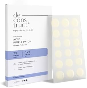 Deconstruct Acne Pimple Patch | 36 Patches | 2% Salicylic Acid & 0.2% Tea Tree Oil | Absorbs Pimple Overnight & Prevents Marks | Hydrocolloid Pimple Patches