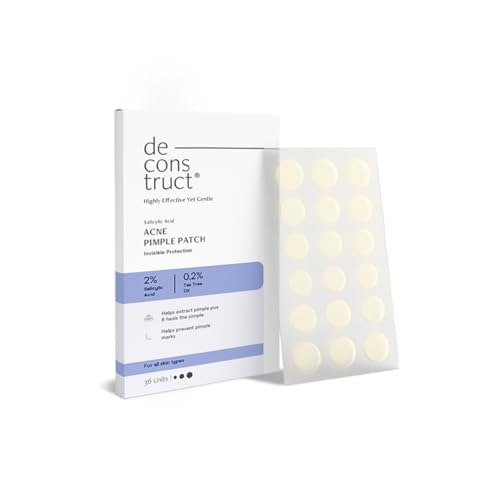 Image of Deconstruct Acne Pimple Patch | 36 Patches | 2% Salicylic Acid & 0.2% Tea Tree Oil | Absorbs Pimple Overnight & Prevents Marks | Hydrocolloid Pimple Patches
