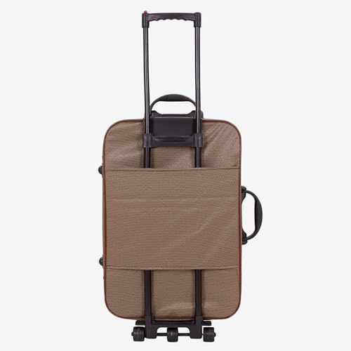 Image of Trolley Bag 20 Inch Cabin Size | Soft Shell Travel Suitcase with Reinforced Stitching Lightweight Fabric Luggage for Flight Cabin | (Brown)