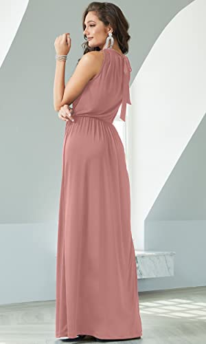 Image of KOH KOH Womens Long Sleeveless Halter Bridesmaid Wedding Guest Maxi Dress