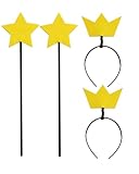 JiaDuo Fairy Star Wand and Crown Headband Set Adult Parents Couples Halloween Costume Dress up Accessories Yellow 2 Pack for Cosmo Wanda