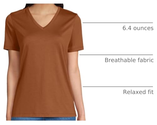 Image of Lands' End Women's Supima V-Neck T-Shirt | American-Grown Supima Cotton, Relaxed Fit, Straight Hem, Tagless, Layering, Petite and Plus Sizes