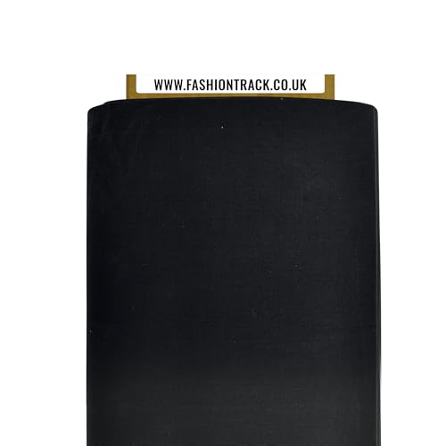 FT Fashion Track schwarzer Stoff Baumwolle Meterware UK – 147,5 cm breit – 100% Baumwollstoff einfarbig – 60 Quadrat – erhältlich in 14 Farben und 5 Größen (1 Meter, Schwarz)