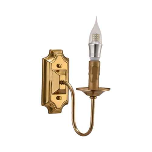 Buerjia Applique Murale Bougeoir Vintage 3W avec Support E14 en Métal pour Lumière Murale dans la Chambre, Le Couloir - Bronze