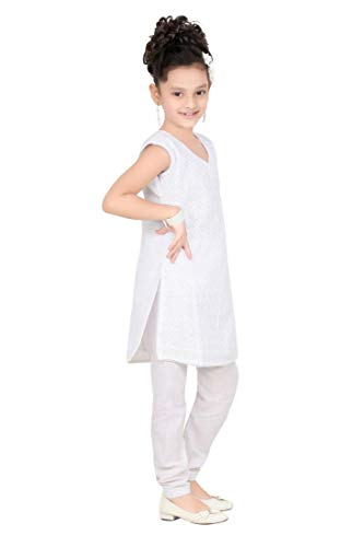 Baba & Baby Girls Cotton White Salwar and Churidar Suit2